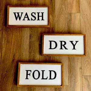Laundry Wash, Dry, Fold signs